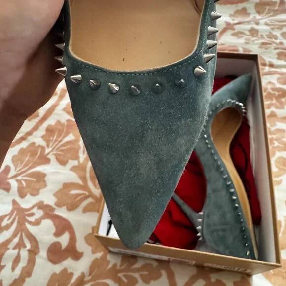 EUC Christian Louboutin Everest Silver Anjalina Spike Heels - Picture 3 of 13